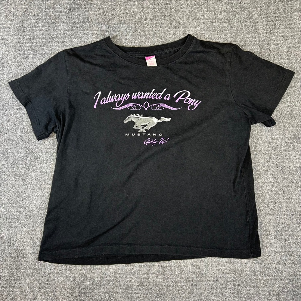 Ford Mustang I Always Wanted A Pony Graphic Tee Black Purple Silver Large